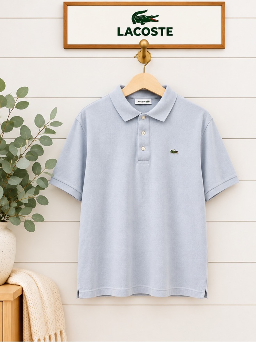 LACOSTE Light Blue Polo Shirt Size 8/3XL Slim Fit run Small